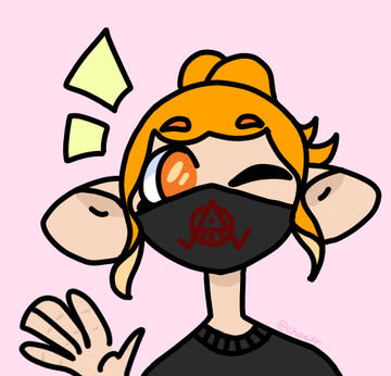 A green inkling girl from the game Splatoon 2, holding a weapon that looks like a washing machine. She faces slightly right.